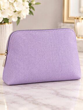 LANCOME Sparkly Purple Makeup Bag NEW Cosmetic Pouch Travel Case Toiletry Travel